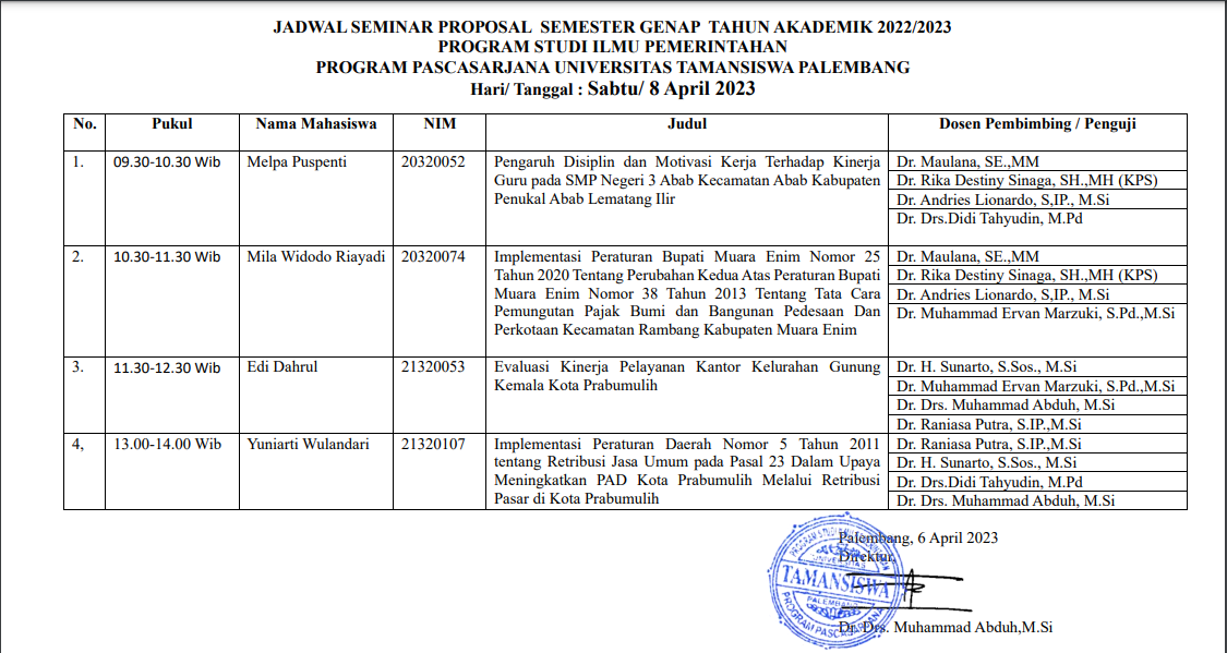 jadwal 8 april 2023 sempro