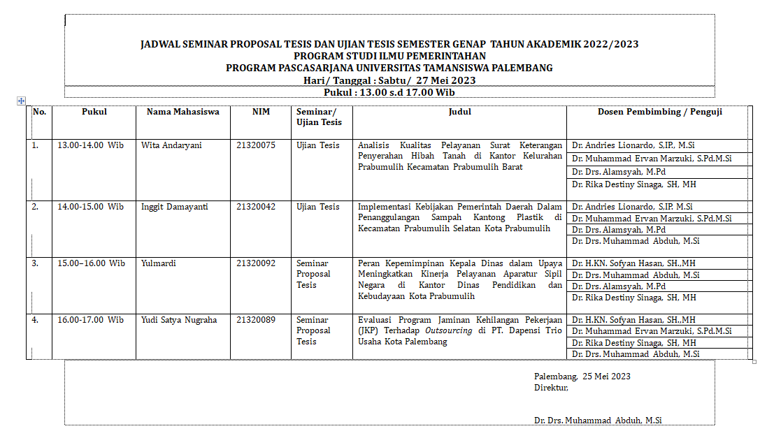 jadwal 27 mei part 1