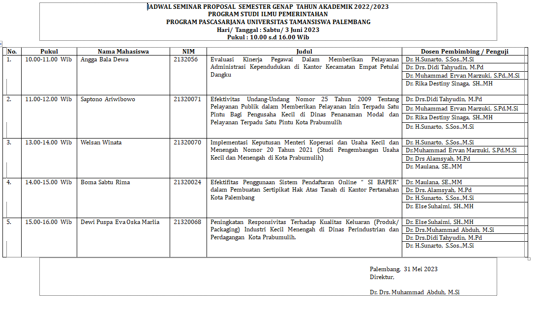 jadwal 3 juni